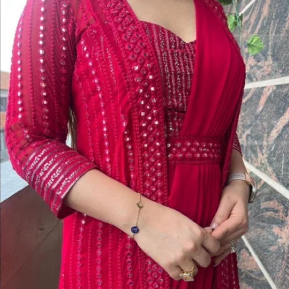 Elegant Red Embellished Dress